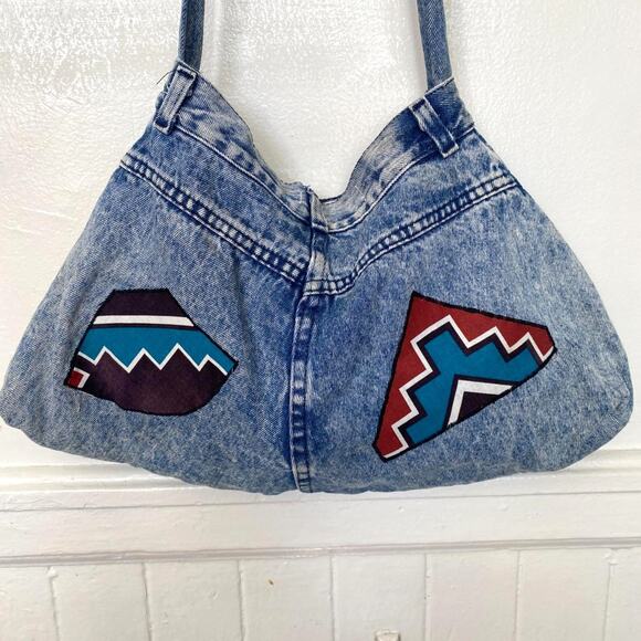Vintage Handbags - Vintage 1990s Homemade Upcycled Denim Purse